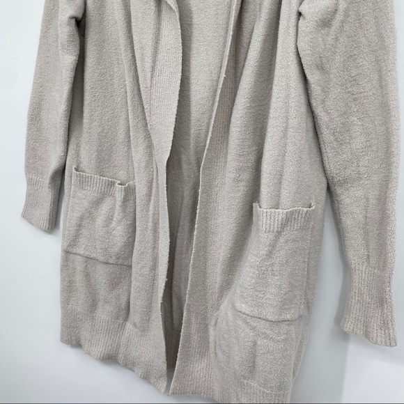 Dreamers Cardigan Sweater Soft Grey Open Front Ribbed Hooded Pocketed - Picture 4 of 9